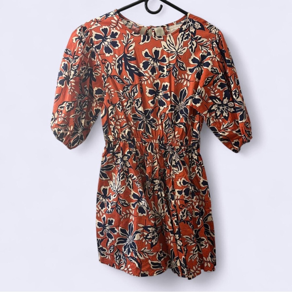 MELLODAY Orange and Blue Floral Dress